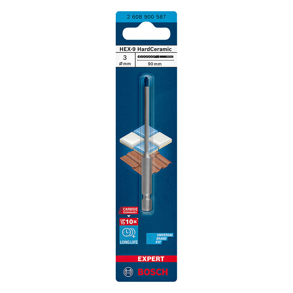 Broca p/porcelanato Bosch EXPERT HEX-9 Hard Ceramic