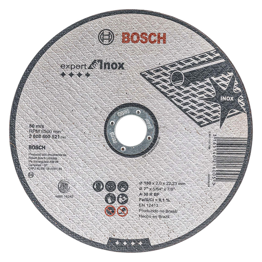 Disco de Corte Bosch PRO Stainless Steel 180x2mm Reto