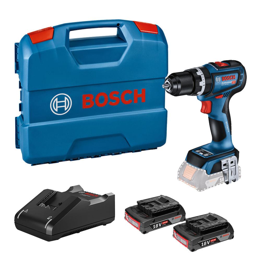 Furadeira e parafusadeira Bosch GSB 18V-90C 18V + 2B e maleta