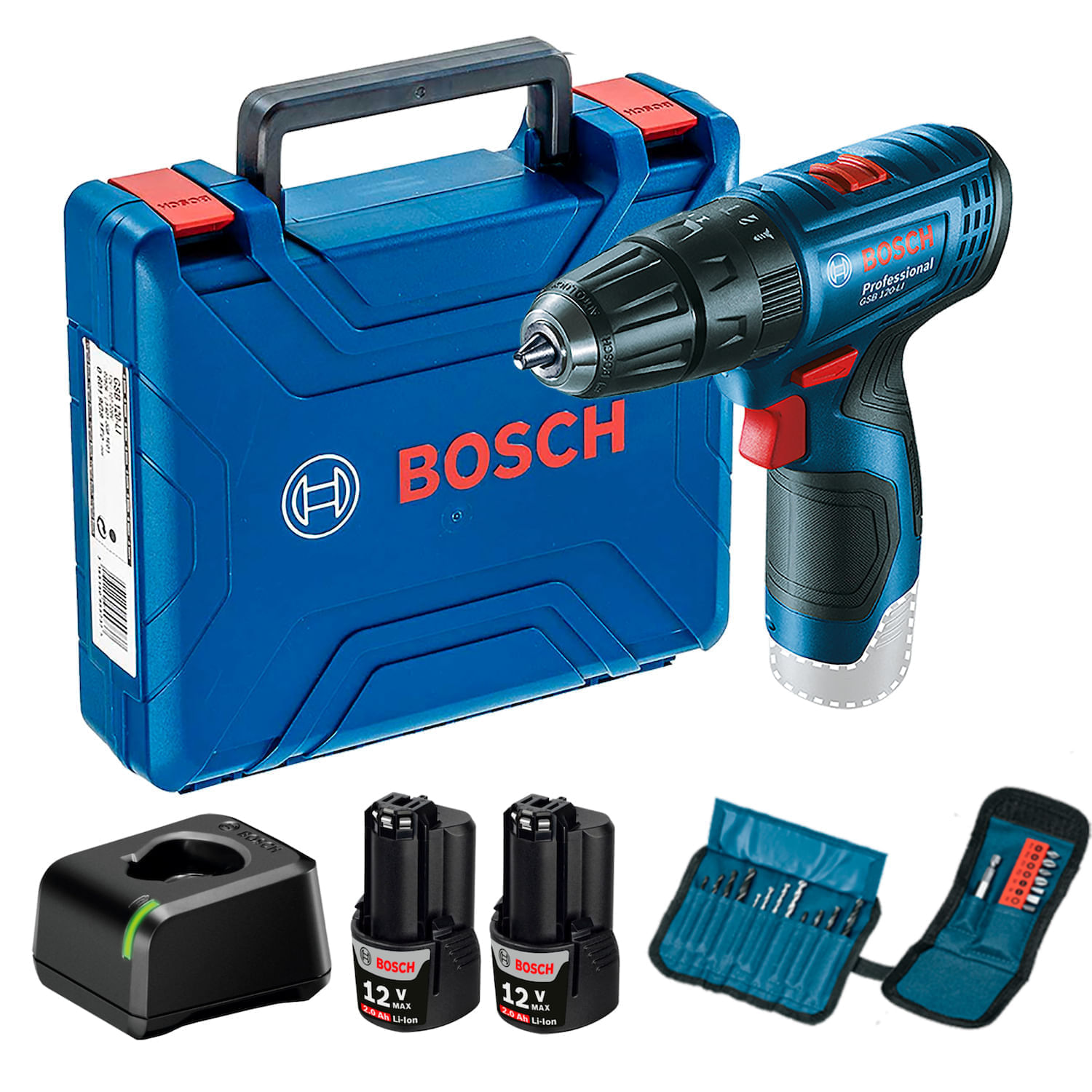 Parafusadeira Furadeira Bosch GSB 120-LI 12V 2 bat e maleta