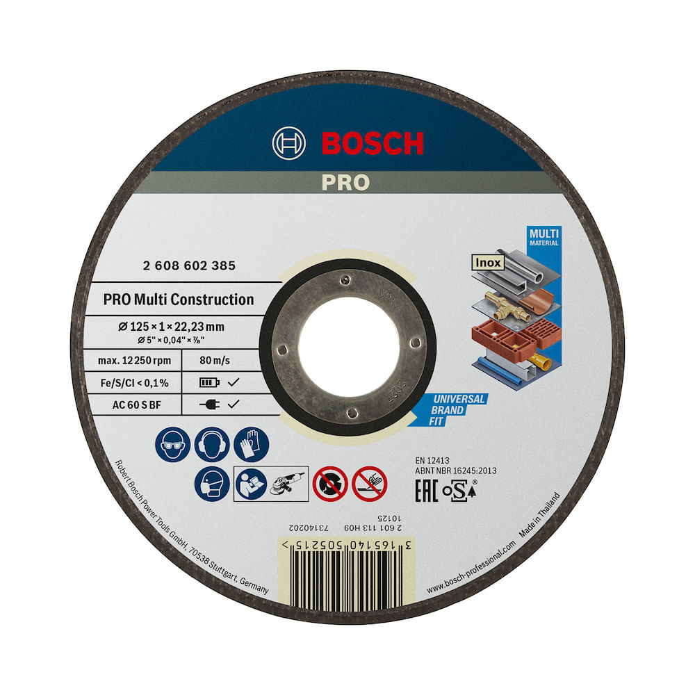 Disco de corte Bosch PRO Multi Construction 125x1,0mm Reto