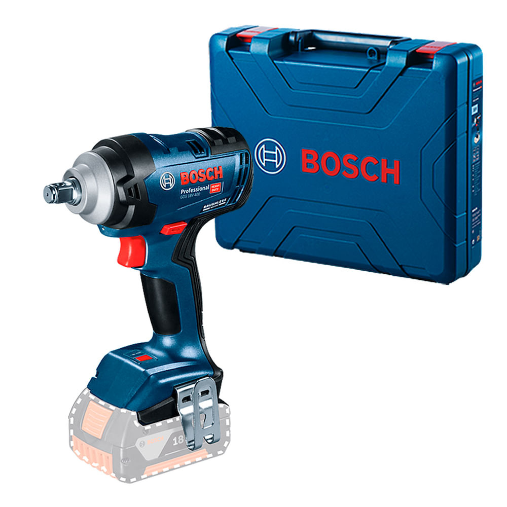 Chave de Impacto Bosch GDS 18V-400 18V em maleta, Sem bateria