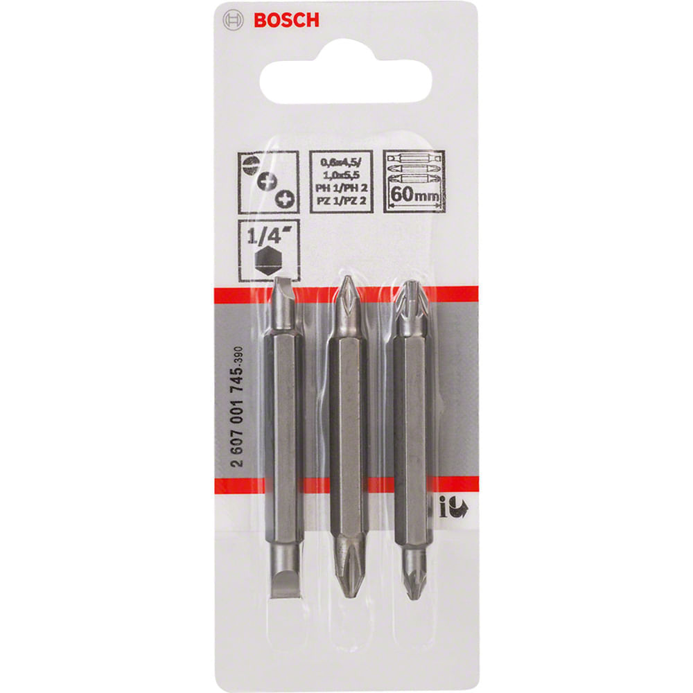 Jogo de pontas duplas Bosch 60mm, 3 peças