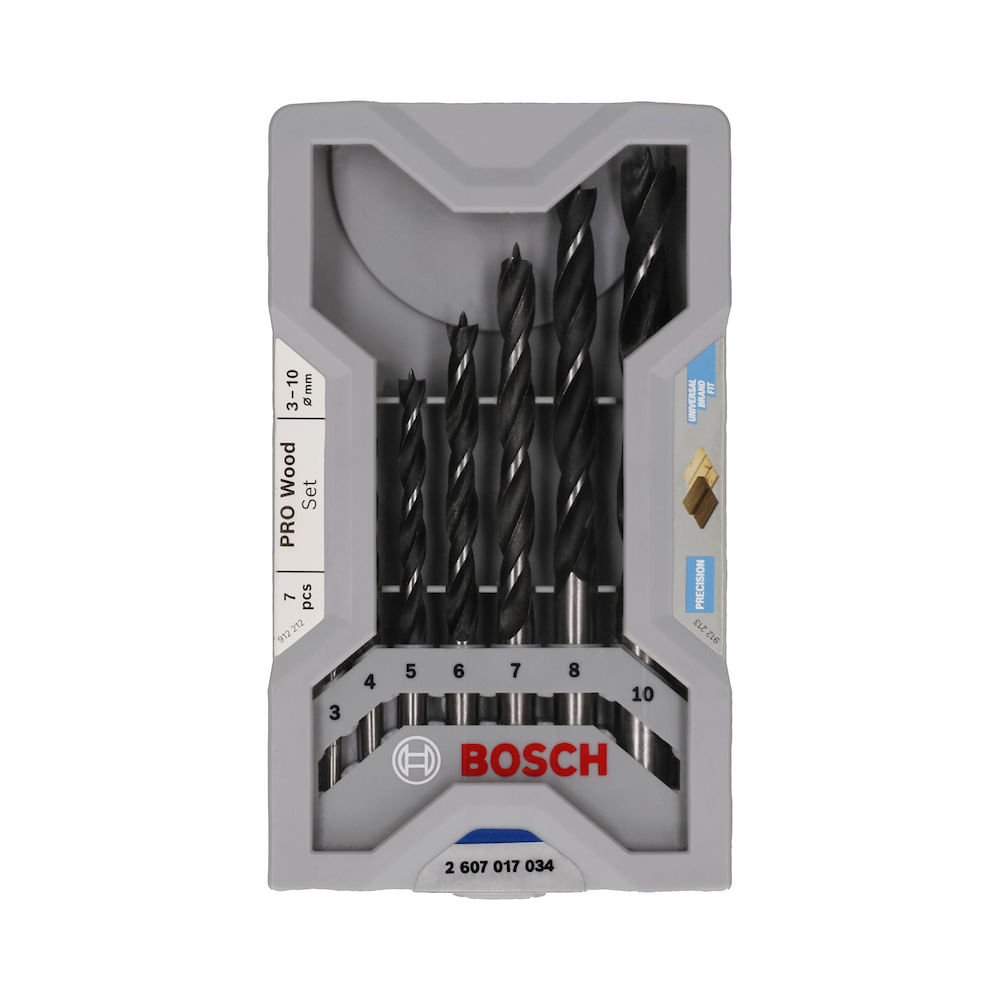 Jogo de 7 brocas para madeira Bosch PRO wood 3-10mm