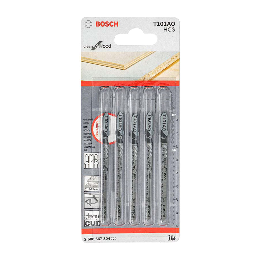 Lâmina serra tico tico Bosch T11AO Clean for wood 5 peças