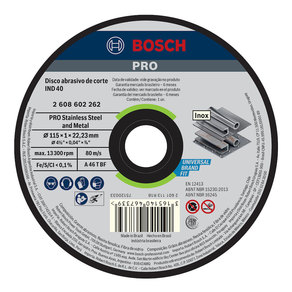 Disco de Corte Bosch PRO IND40 Stainless Steel&Metal